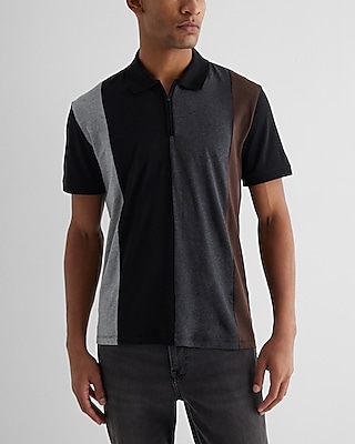 Striped Perfect Pima Cotton Zip Polo