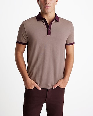 Striped Perfect Pima Cotton Polo Purple Men's L Tall