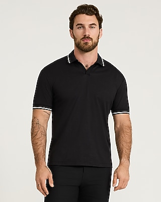 Classic Fit Tipped Collar Johnny Collar Short Sleeve Polo