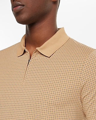 Micro Geo Print Zip Moisture-Wicking Performance Polo