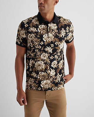 Painted Floral Perfect Pima Cotton Polo