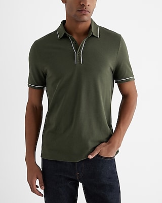 Piped Luxe Pique Polo Green Men's L