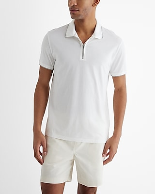 Tipped Perfect Pima Cotton Zip Polo Neutral Men's XL