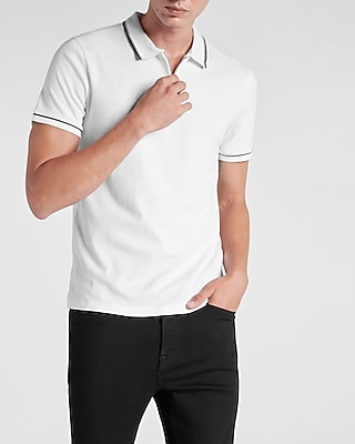 Solid Piped Zip Polo