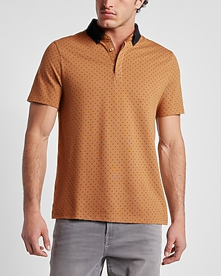 Dot Print Luxe Pique Polo Brown Men's XL