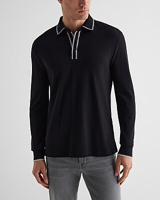 Tipped Luxe Pique Long Sleeve Polo