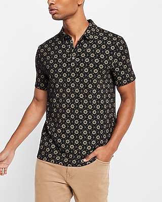 Printed Moisture-Wicking Performance Polo Black Men's L