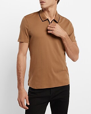 Solid Piped Zip Polo
