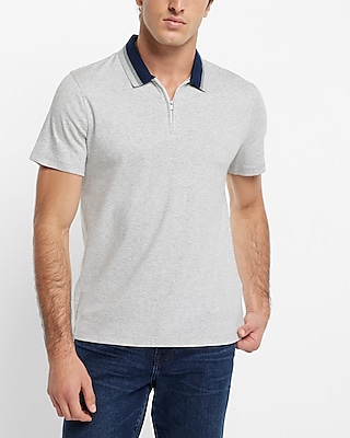 Color Block Collar Zip Polo