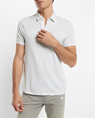 Geo Print Luxe Pique Polo White Men's M