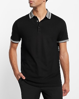 Contrast Collar Flat Knit Luxe Pique Polo