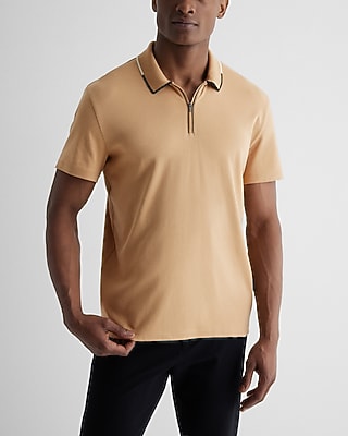 Piped Collar Jersey Zip Polo