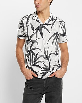 Palm Print Jersey Polo Neutral Men's M Tall