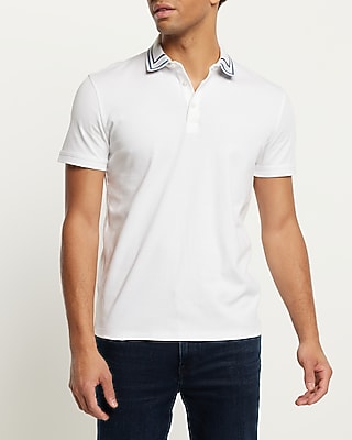 Stripe Tipped Collar Stretch Polo