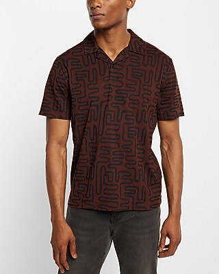 Relaxed Geo Print Jersey Polo Brown Men's L Tall