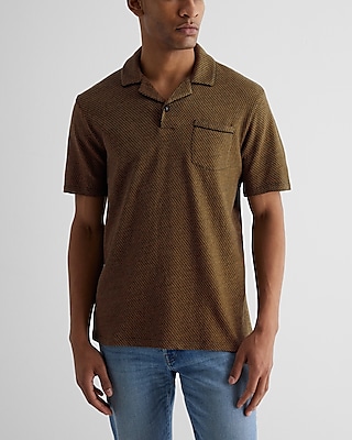 Relaxed Geo Print Jacquard Polo Brown Men's