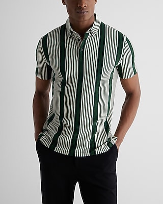 Big & Tall Striped Luxe Pique Polo Green Men's XXL