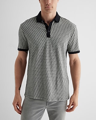 Geo Print Cotton Jacquard Polo