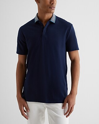 Striped Collar Luxe Pique Polo