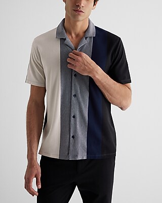 Striped Cotton-Blend Button Down Polo