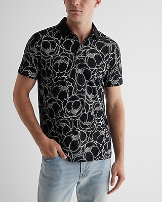 Line Floral Cotton-Blend Polo