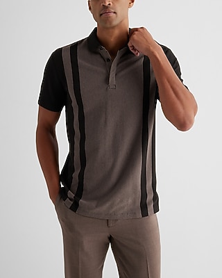 Multi Stripe Luxe Pique Polo Brown Men's S