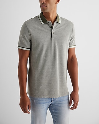 Stripe Tipped Luxe Pique Polo