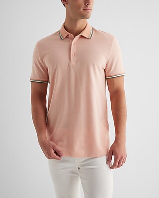 Stripe Tipped Luxe Pique Polo Orange Men's XL
