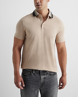 Striped Collar Perfect Pima Cotton Polo
