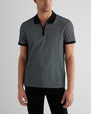 Geo Jacquard Zip Polo
