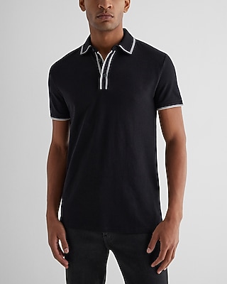 Tipped Luxe Pique Polo Black Men's S