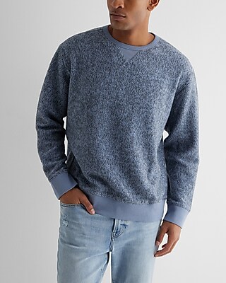 Heathered Fleece Crew Neck Sweatshirt Blue Men's M Tall