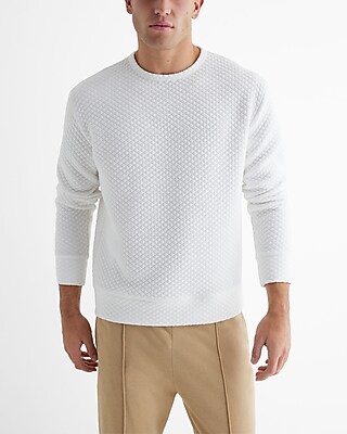 Quilted Crew Neck Sweatshirt White Men's L