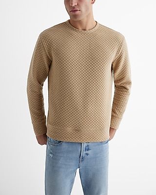 Quilted Crew Neck Sweatshirt Brown Men's XS