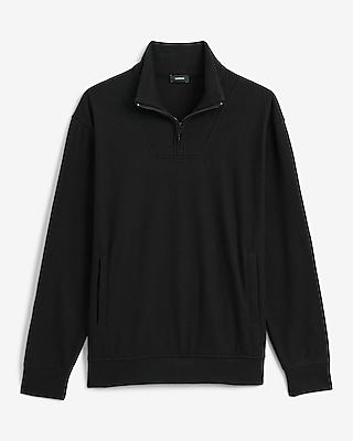 Ribbed Mock Neck Quarter Zip Sweatshirt