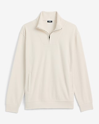Ribbed Mock Neck Quarter Zip Sweatshirt