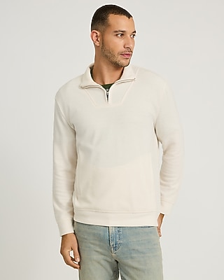 Ribbed Mock Neck Quarter Zip Sweatshirt