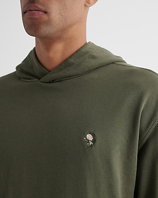 Embroidered Floral Chest Graphic Hoodie