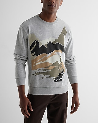 Relaxed Mountain Graphic Crew Neck Sweatshirt