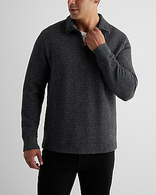 Herringbone Quilted Quarter Zip Sweatshirt