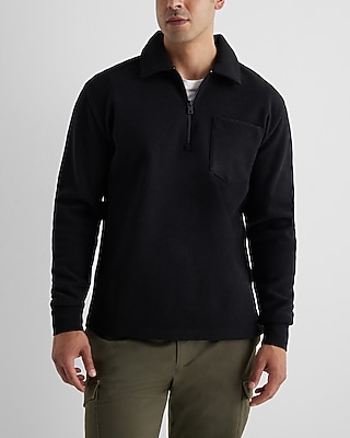 Relaxed Quarter Zip Sweatshirt Black Men's M