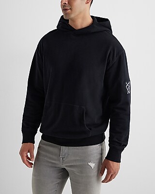 Embroidered X-Logo Arm Graphic Hoodie Black Men's M