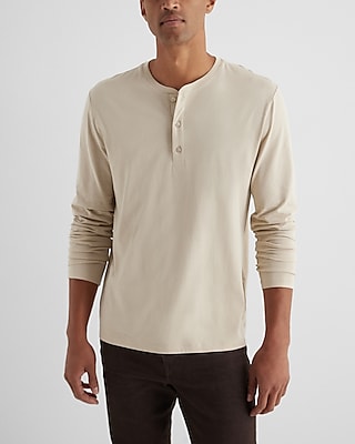 Perfect Pima Cotton Long Sleeve Henley Neutral Men's M