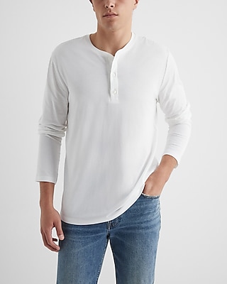 Perfect Pima Cotton Long Sleeve Henley White Men's XL