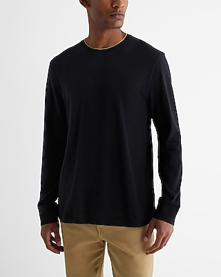 Tipped Luxe Pique Long Sleeve T-Shirt Black Men's L