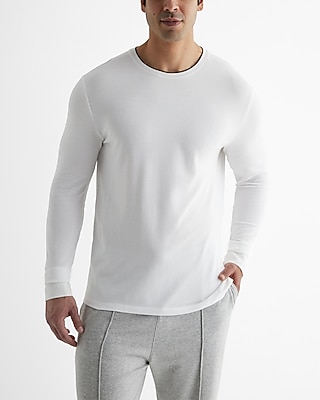 Tipped Luxe Pique Long Sleeve T-Shirt White Men's XS