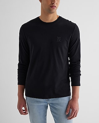X Logo Graphic Perfect Pima Cotton Long Sleeve T-Shirt Black Men's L