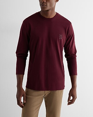 X Logo Graphic Perfect Pima Cotton Long Sleeve T-Shirt Red Men's M Tall