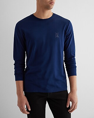 X Logo Graphic Perfect Pima Cotton Long Sleeve T-Shirt Blue Men's L