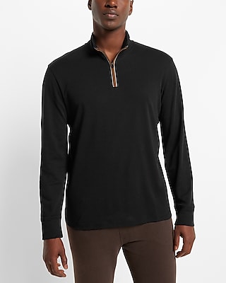 Tipped Quarter Zip Sweatshirt Black Men's S